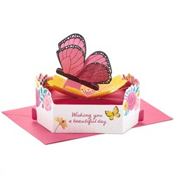 Beautiful Day Butterfly and Flowers 3D Pop-Up Card